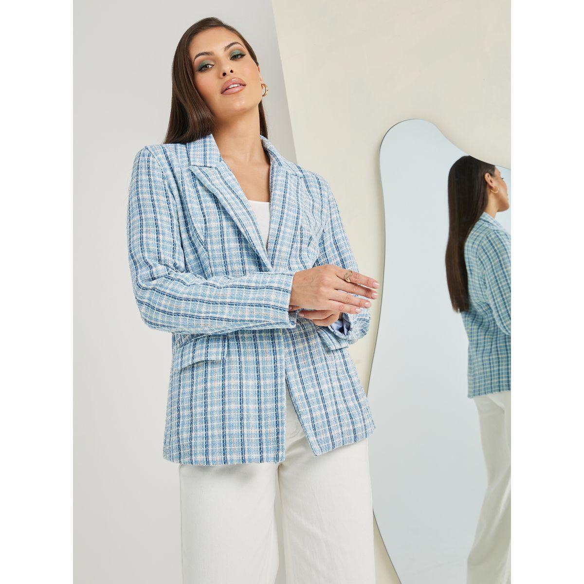 Styli Regular Fit Checked Tweed Blazer-women-clothing-coatsandjackets-blazers-image-4