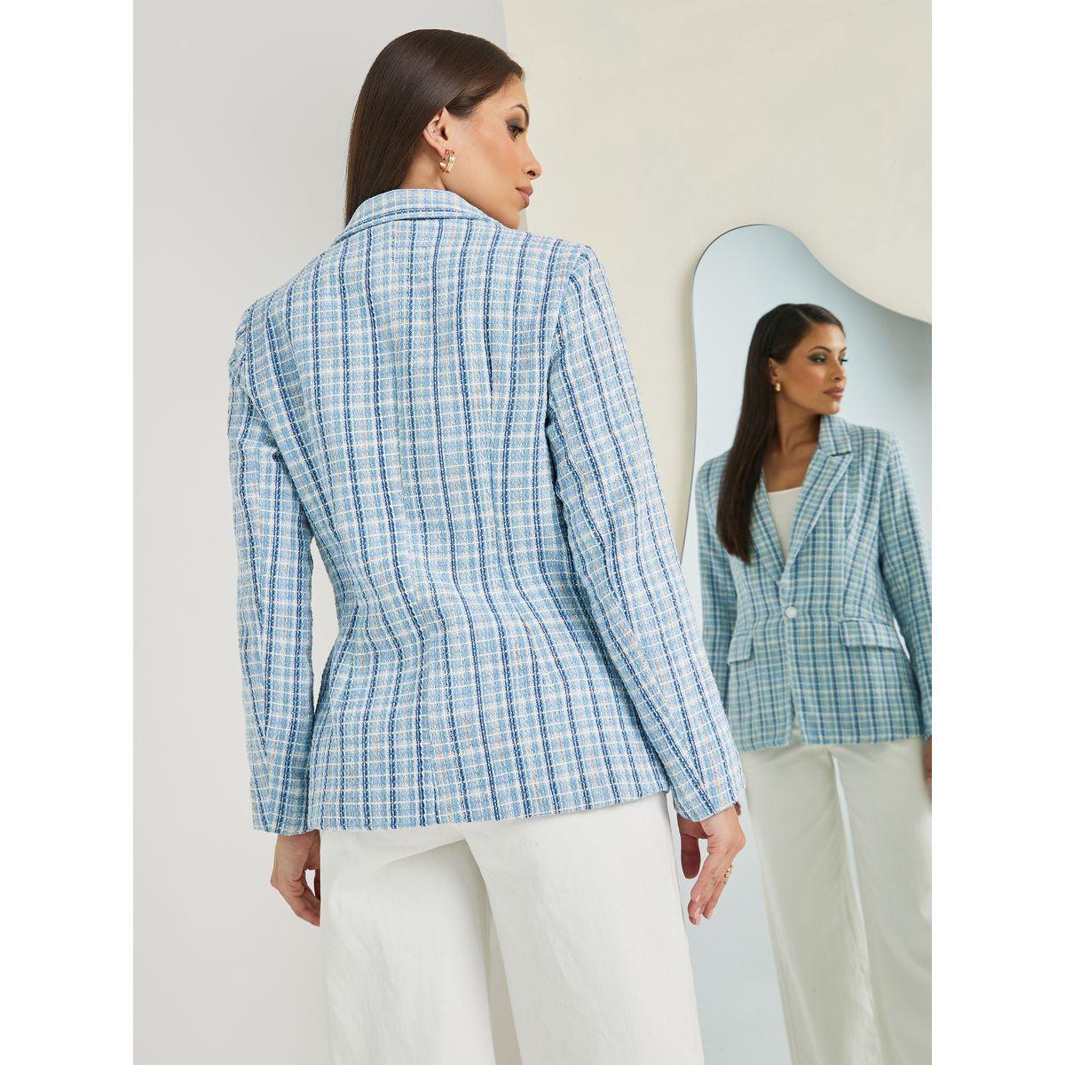 Styli Regular Fit Checked Tweed Blazer-women-clothing-coatsandjackets-blazers-image-5