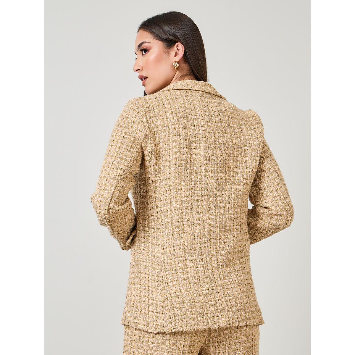 Styli Regular Fit Longline Double Breasted Tweed Blazer-women-clothing-coatsandjackets-blazers-image-5