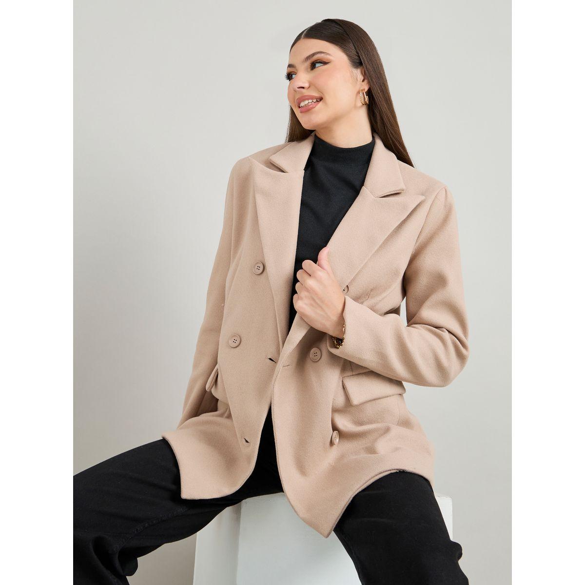 Styli Regular Fit Double Breasted Long Line Blazer-women-clothing-coatsandjackets-blazers-image-1