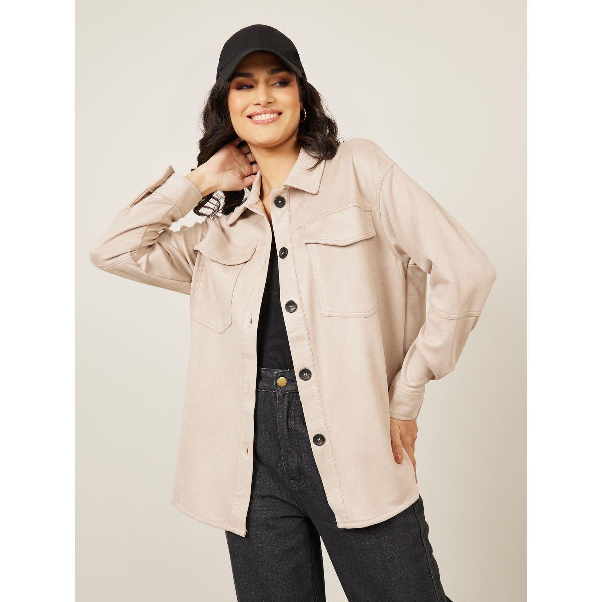 Styli Regular Fit Longline Suede Look Shacket-women-winterwear-coatsandjackets-jackets-image-1