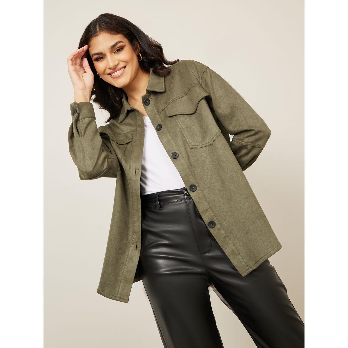 Styli Regular Fit Longline Suede Look Shacket-women-winterwear-coatsandjackets-jackets-image-1