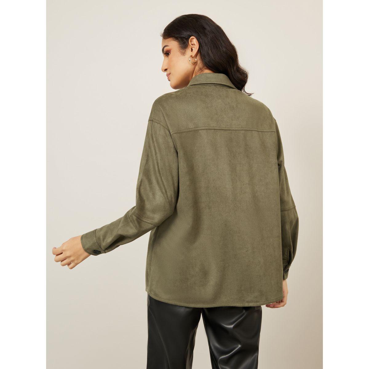 Styli Regular Fit Longline Suede Look Shacket-women-winterwear-coatsandjackets-jackets-image-5