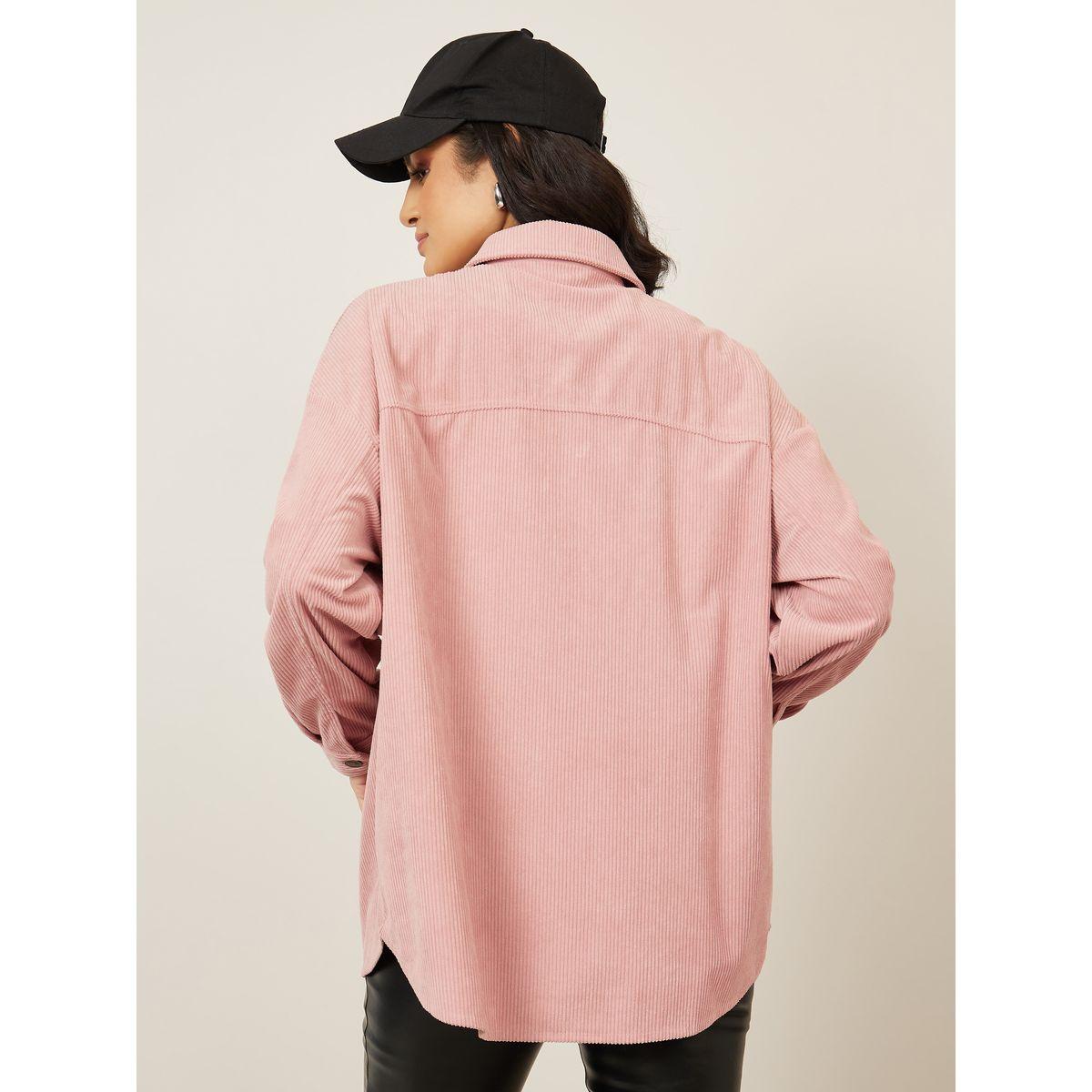 Styli Oversized Longline Corduroy Shacket-women-winterwear-coatsandjackets-jackets-image-5
