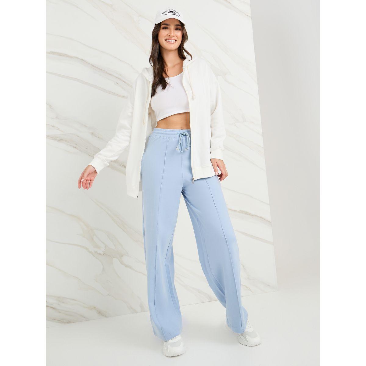 جوغر واسع الأرجل بتفاصيل مدروزة-women-clothing-bottoms-joggers-image-2