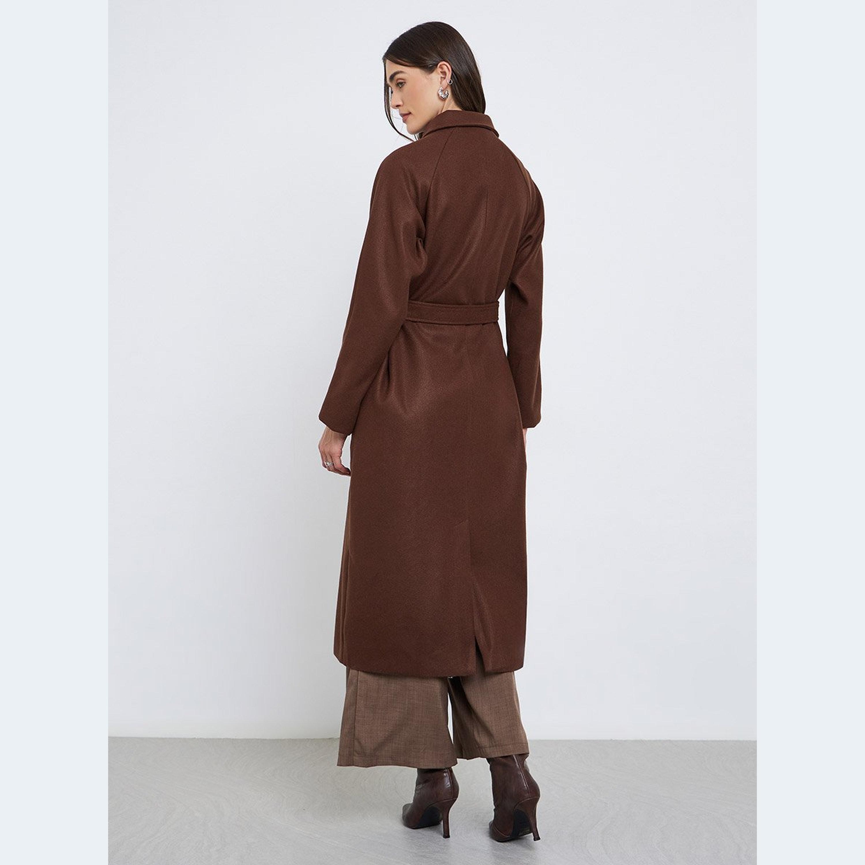Styli Coffee Brown Midi Button Coat-women-clothing-coatsandjackets-coats-image-4