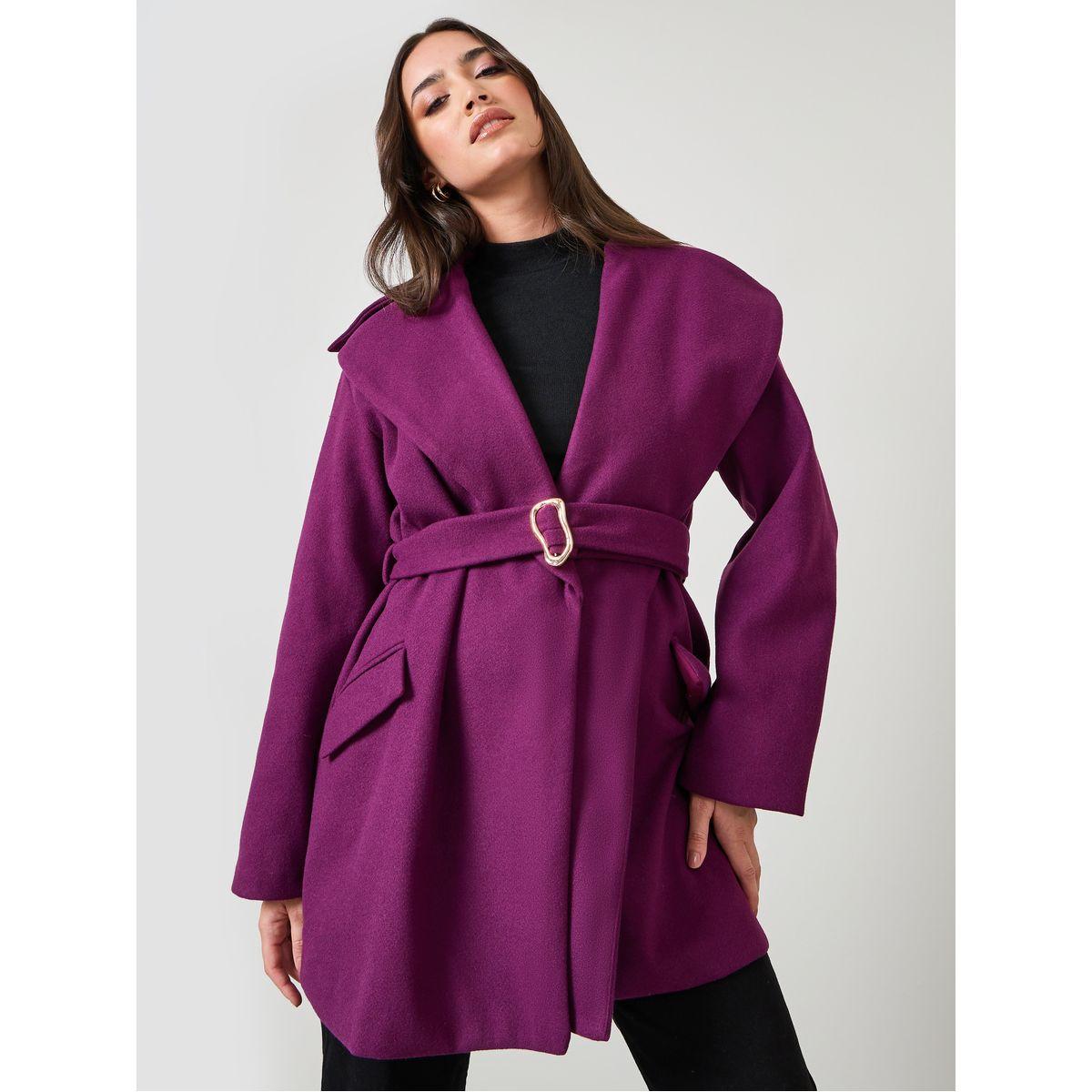 معطف طويل بقصة عادية وحزام-women-clothing-coatsandjackets-coats-image-1