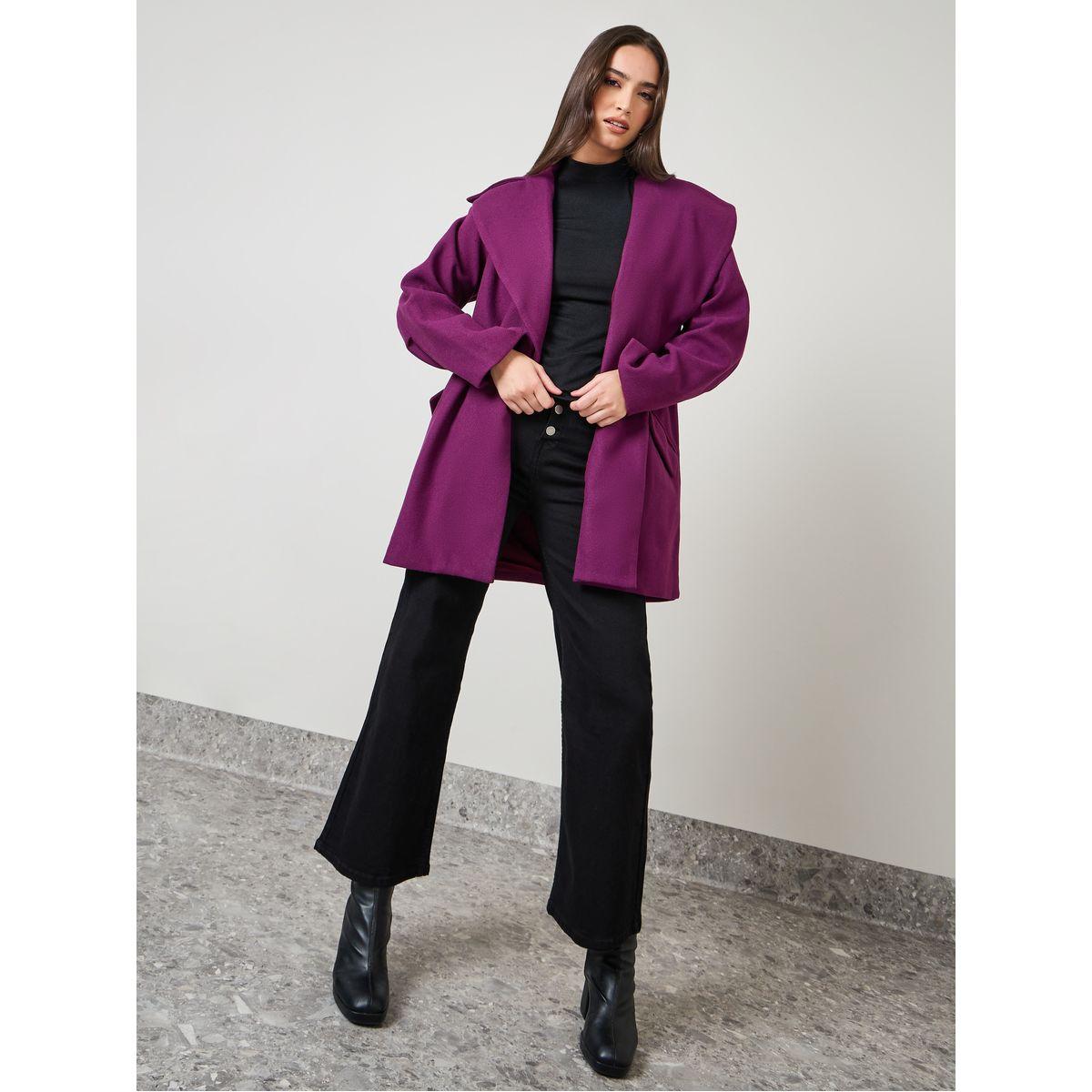 Styli Regular Fit Longline Wool Like Belted Coat-women-clothing-coatsandjackets-coats-image-2
