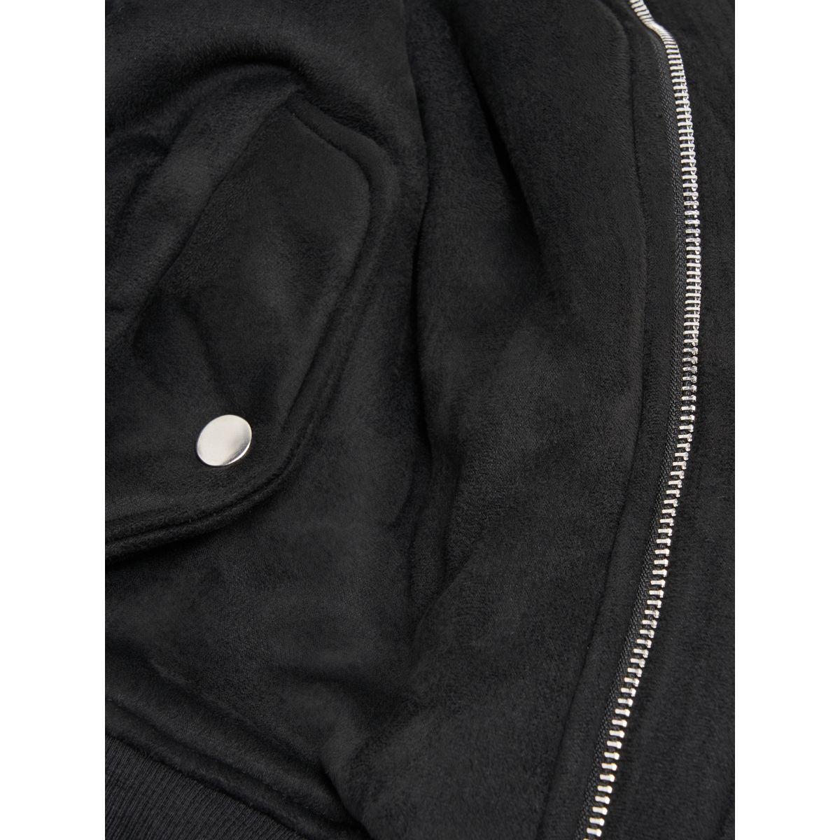 Styli Suede High Neck Bomber Jacket With Faux Fur Collar-women-winterwear-coatsandjackets-jackets-image-7