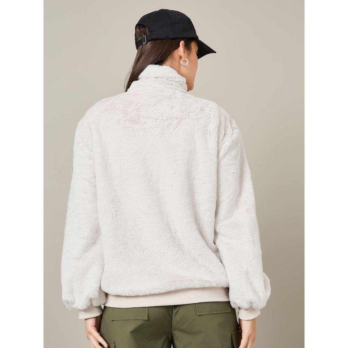 Styli Oversized Plush Fur High Neck Zip Up Jacket-women-winterwear-coatsandjackets-jackets-image-5