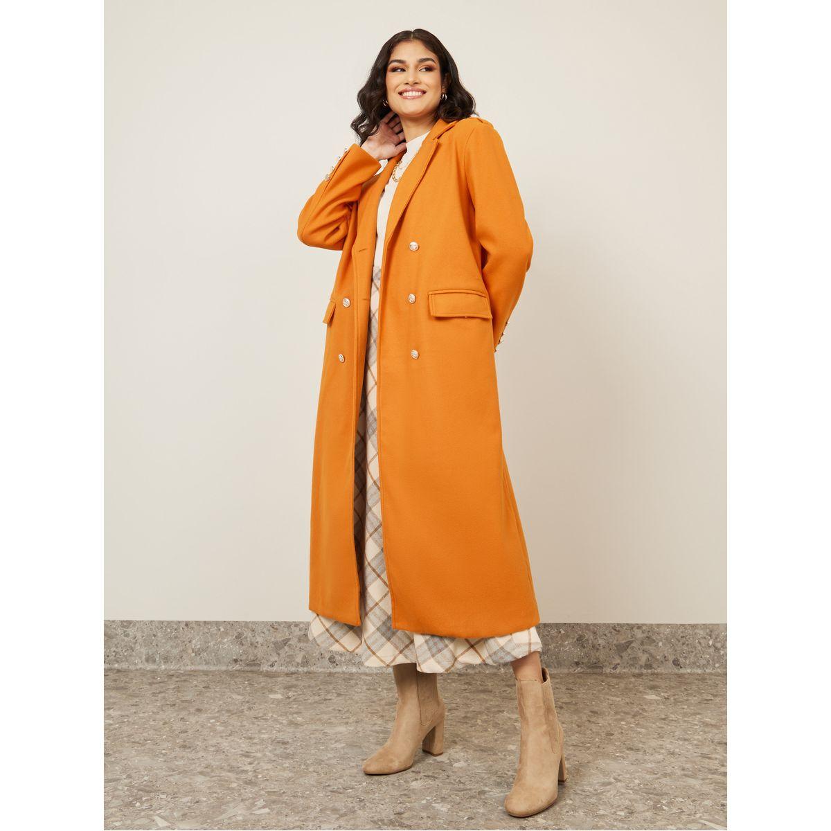 معطف ميدي سادة بصفين أزرار-women-clothing-coatsandjackets-coats-image-5