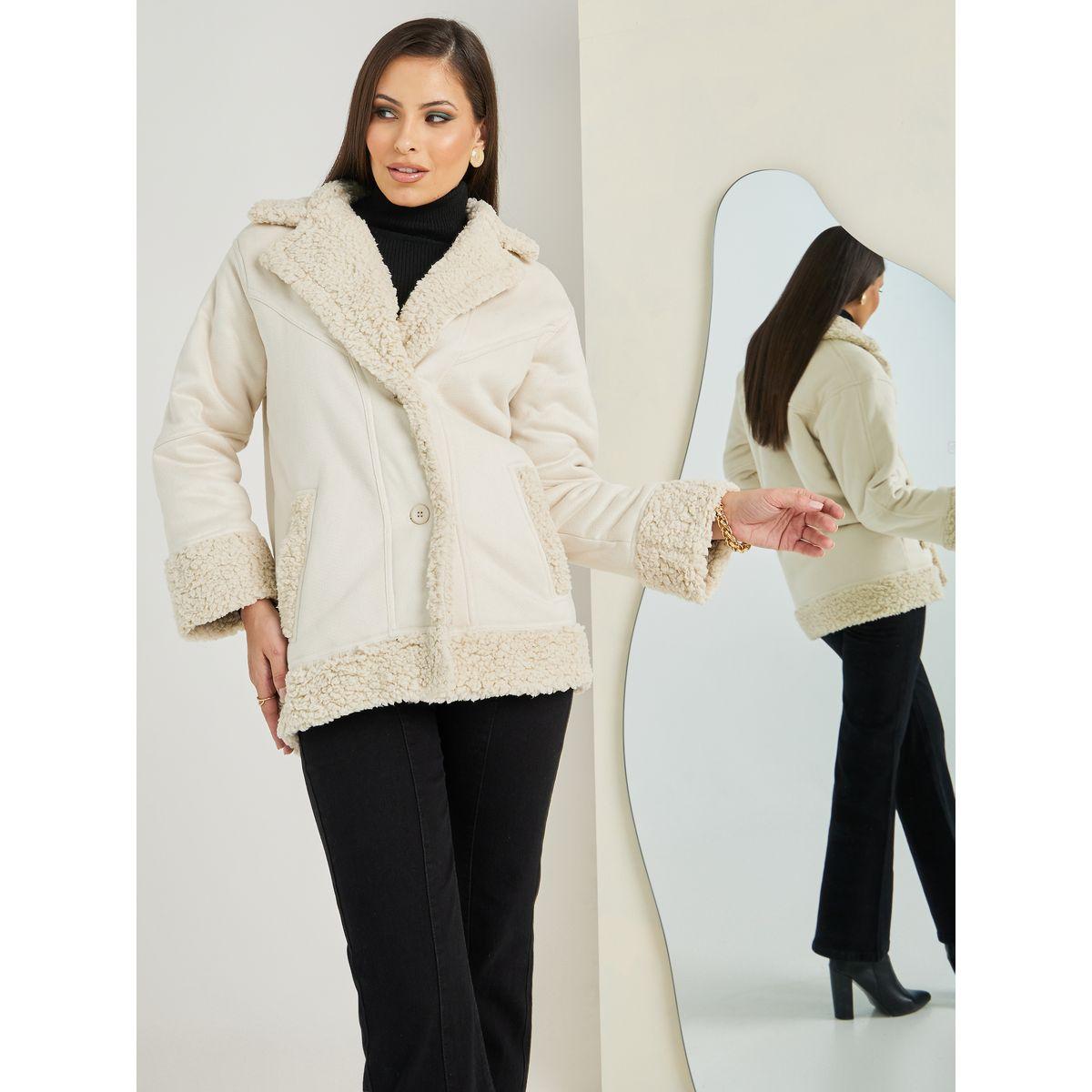 Styli Oversized Suede Biker Jacket With Faux Fur Detail-women-winterwear-coatsandjackets-jackets-image-5
