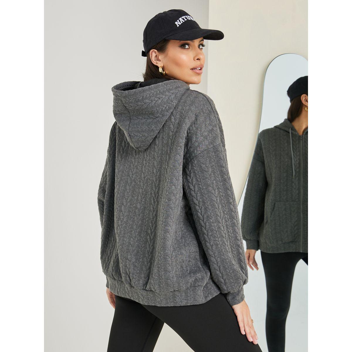 Styli Oversized Textured Zip Through Hoodie-women-winterwear-hoodiesandsweatshirts-hoodies-image-4