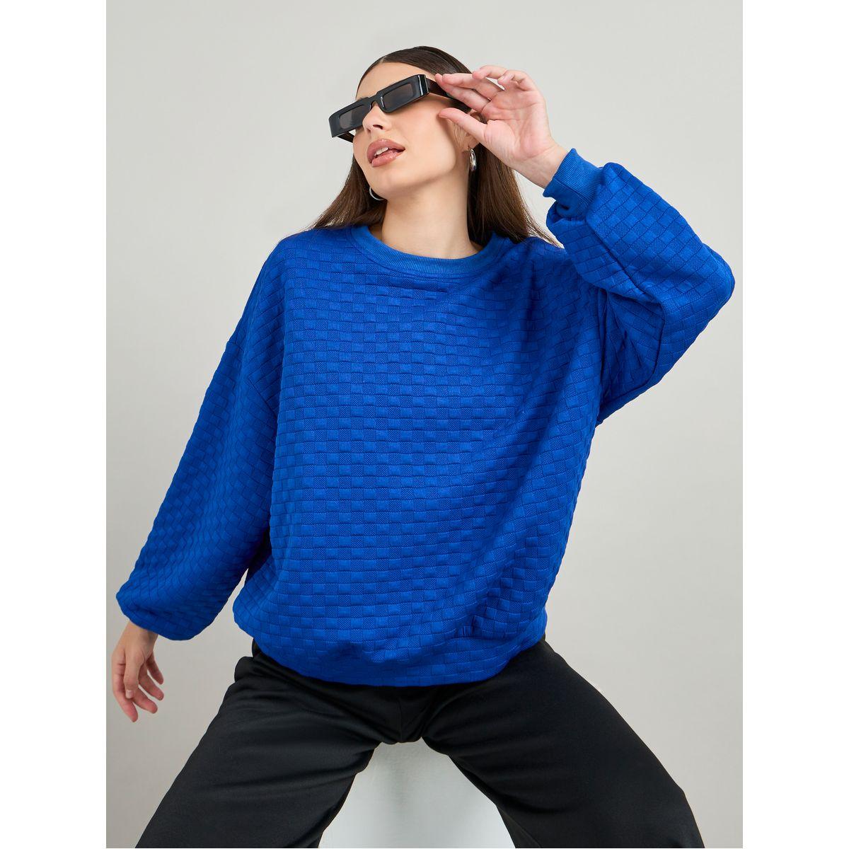 Styli Oversized Solid Textured Sweatshirt-women-winterwear-hoodiesandsweatshirts-sweatshirts-image-1