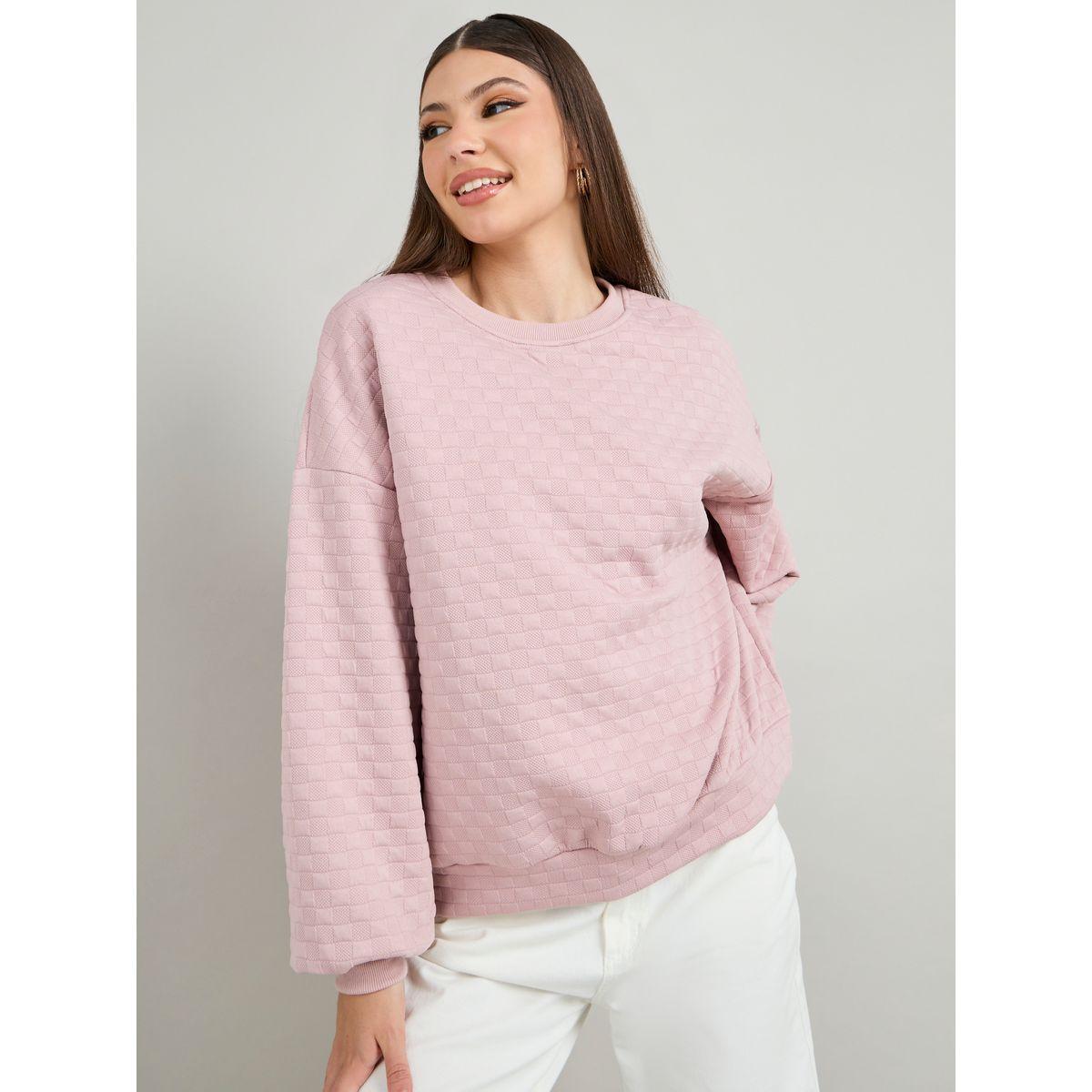 Styli Oversized Solid Textured Sweatshirt-women-winterwear-hoodiesandsweatshirts-sweatshirts-image-1