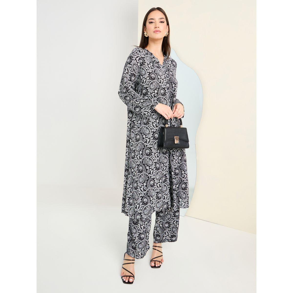 Styli Printed Long Shirt & Wide Leg Pants Modest Set-women-clothing-coordsets-image-2