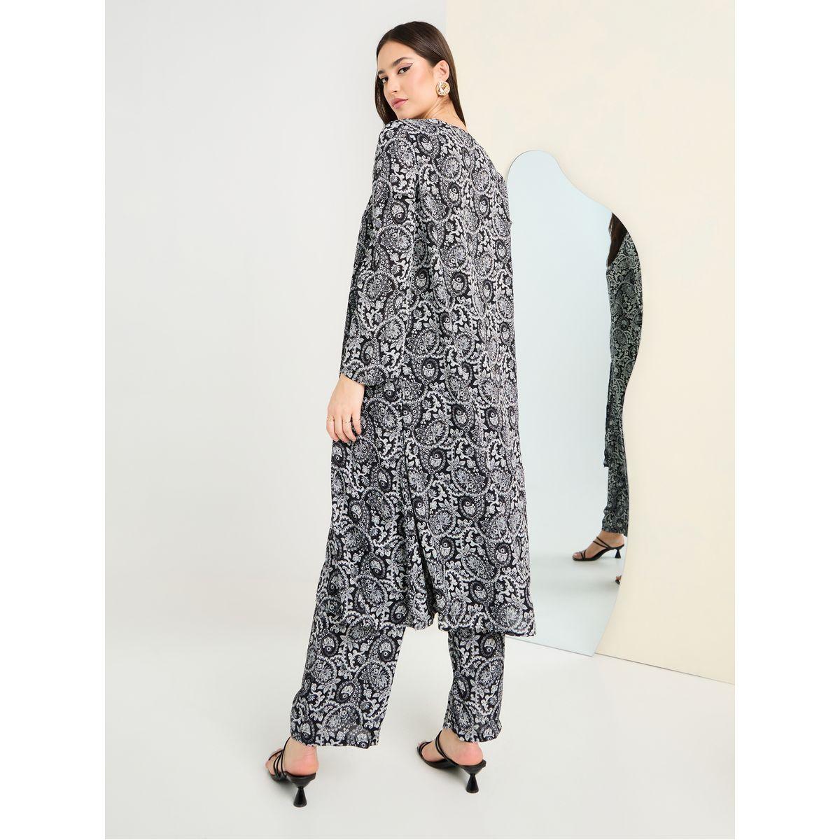 Styli Printed Long Shirt & Wide Leg Pants Modest Set-women-clothing-coordsets-image-4