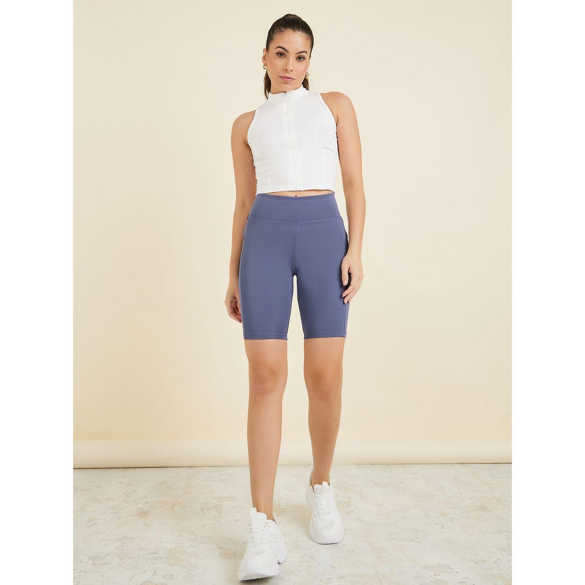 Styli Active Cross Over Back Waist Detail Cycling Shorts-women-clothing-sportswearandactivewear-bottoms-image-2