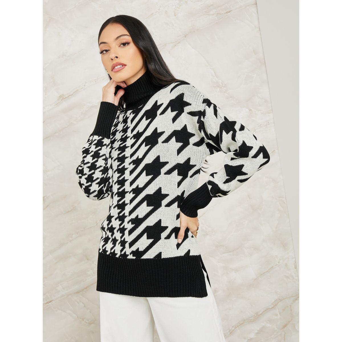 Styli Elevate Oversized Houndstooth Knit Drop Shoulder Sweater-women-clothing-cardigansandjumpers-jumpers-image-3