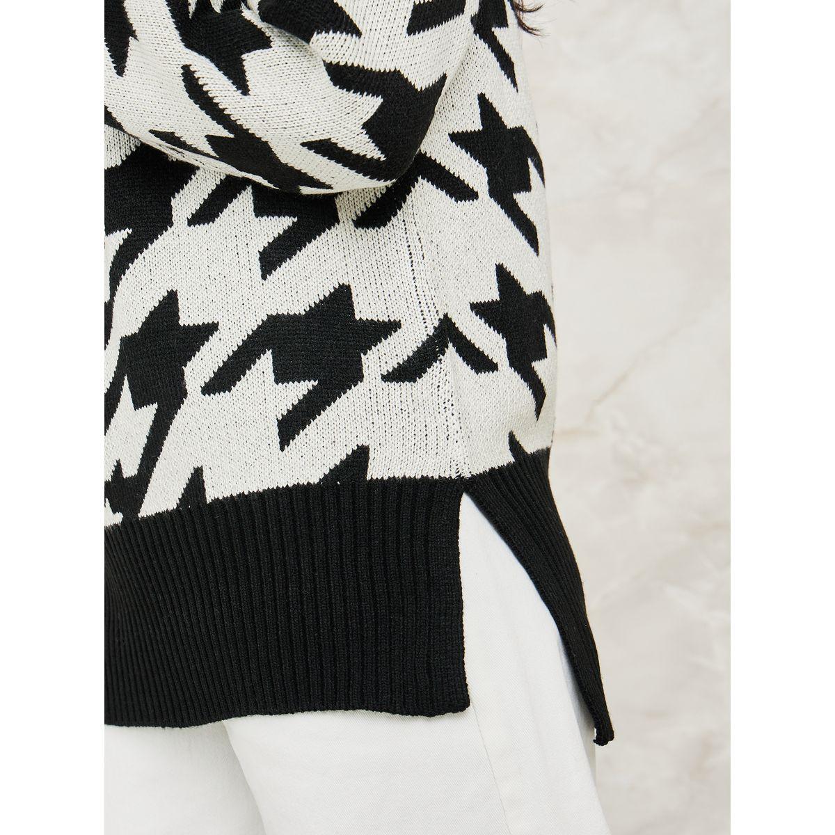 Styli Elevate Oversized Houndstooth Knit Drop Shoulder Sweater-women-clothing-cardigansandjumpers-jumpers-image-4