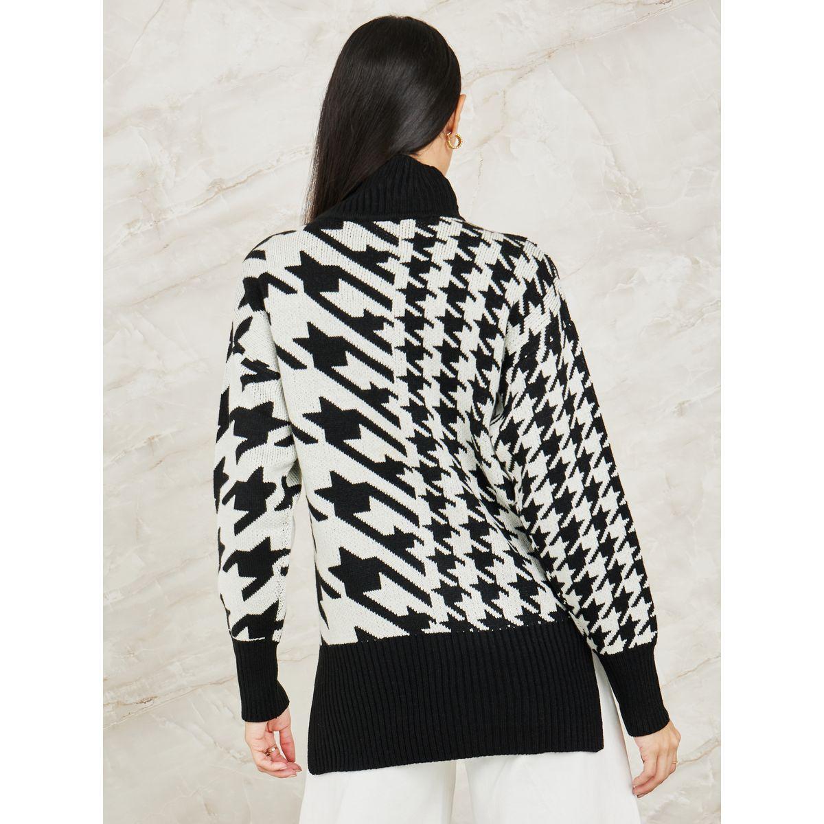 Styli Elevate Oversized Houndstooth Knit Drop Shoulder Sweater-women-clothing-cardigansandjumpers-jumpers-image-5