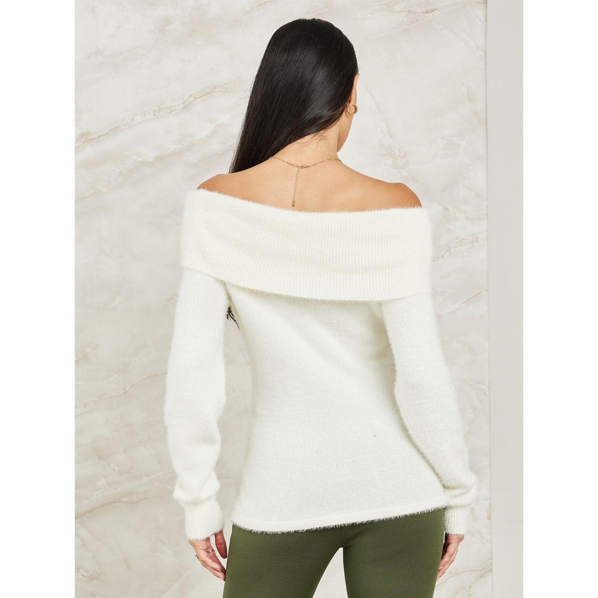 Styli Elevate Regular Fit Fuzzy Yarn Off Shoulder Neck Sweater-women-clothing-cardigansandjumpers-jumpers-image-5
