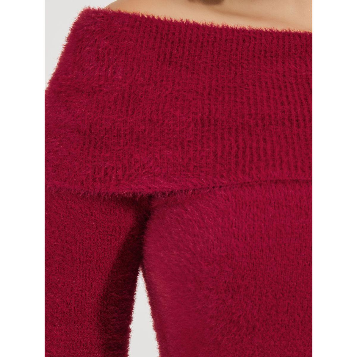 Styli Elevate Regular Fit Fuzzy Yarn Off Shoulder Neck Sweater-women-clothing-cardigansandjumpers-jumpers-image-3