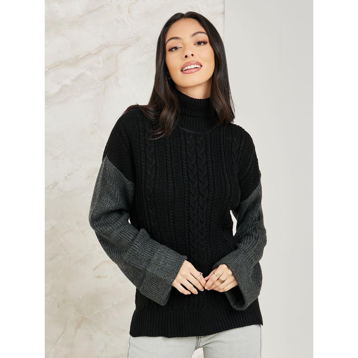 Styli Elevate Oversized Cable Knit Colorblock Sweater with Extended Sleeve-women-clothing-cardigansandjumpers-jumpers-image-3