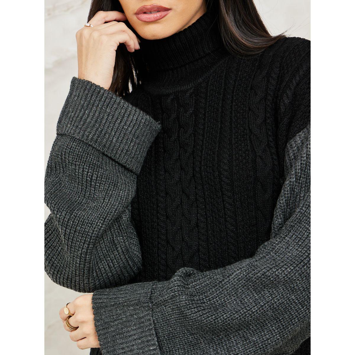 Styli Elevate Oversized Cable Knit Colorblock Sweater with Extended Sleeve-women-clothing-cardigansandjumpers-jumpers-image-4