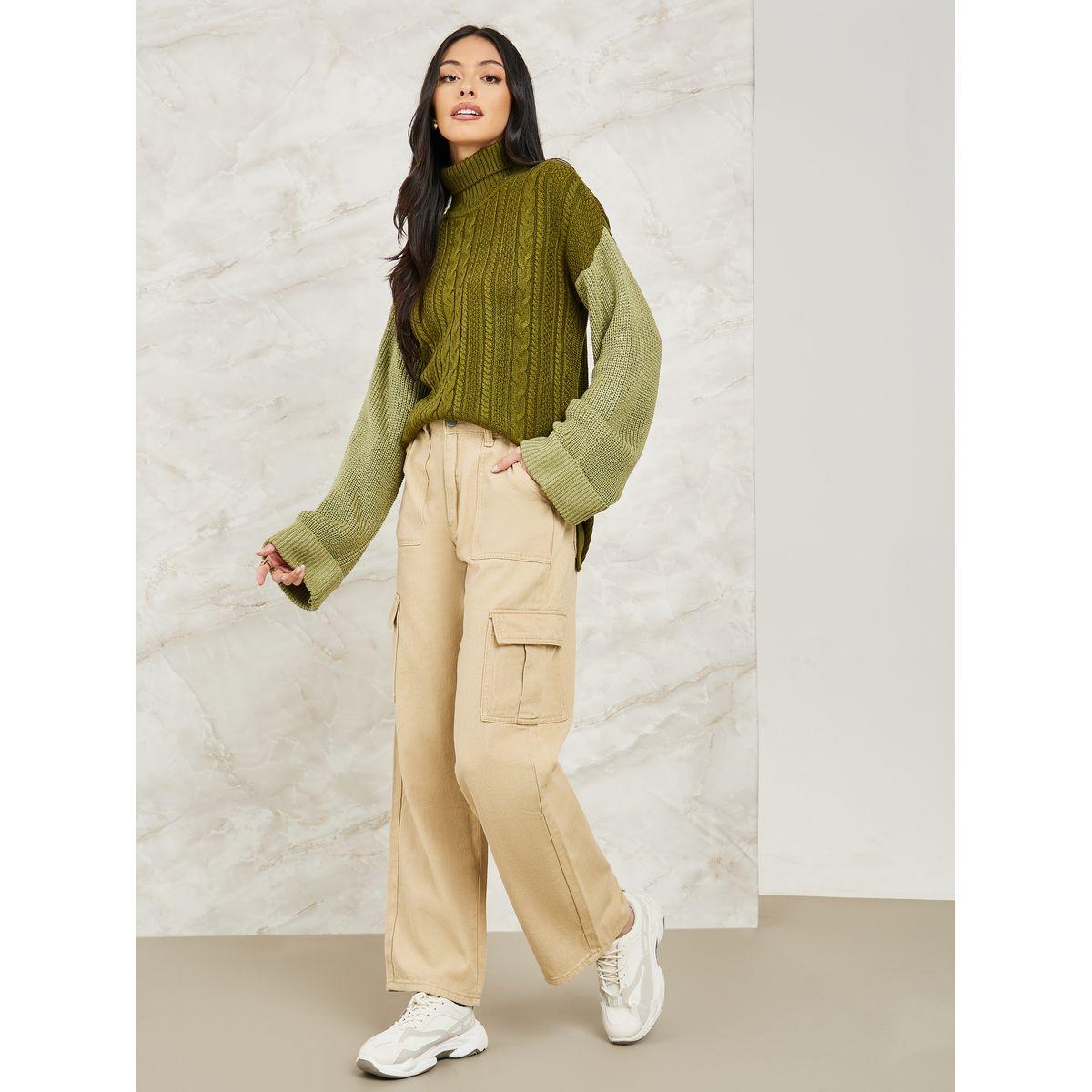 Styli Elevate Oversized Cable Knit Colorblock Sweater with Extended Sleeve-women-clothing-cardigansandjumpers-jumpers-image-2