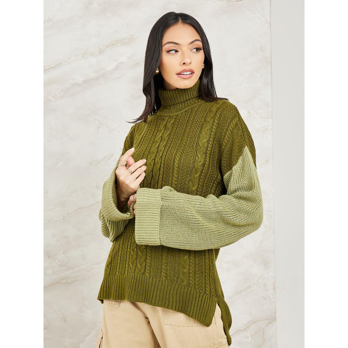 Styli Elevate Oversized Cable Knit Colorblock Sweater with Extended Sleeve-women-clothing-cardigansandjumpers-jumpers-image-3