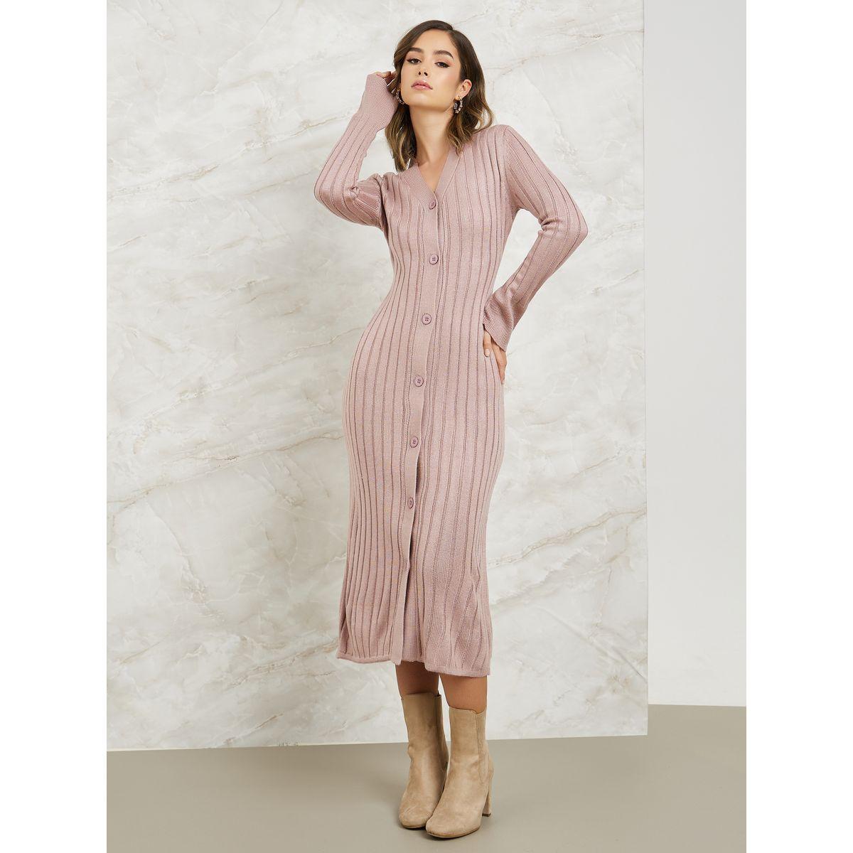 فستان ميدي ضيق بأزرار غلق-women-clothing-dresses-image-4