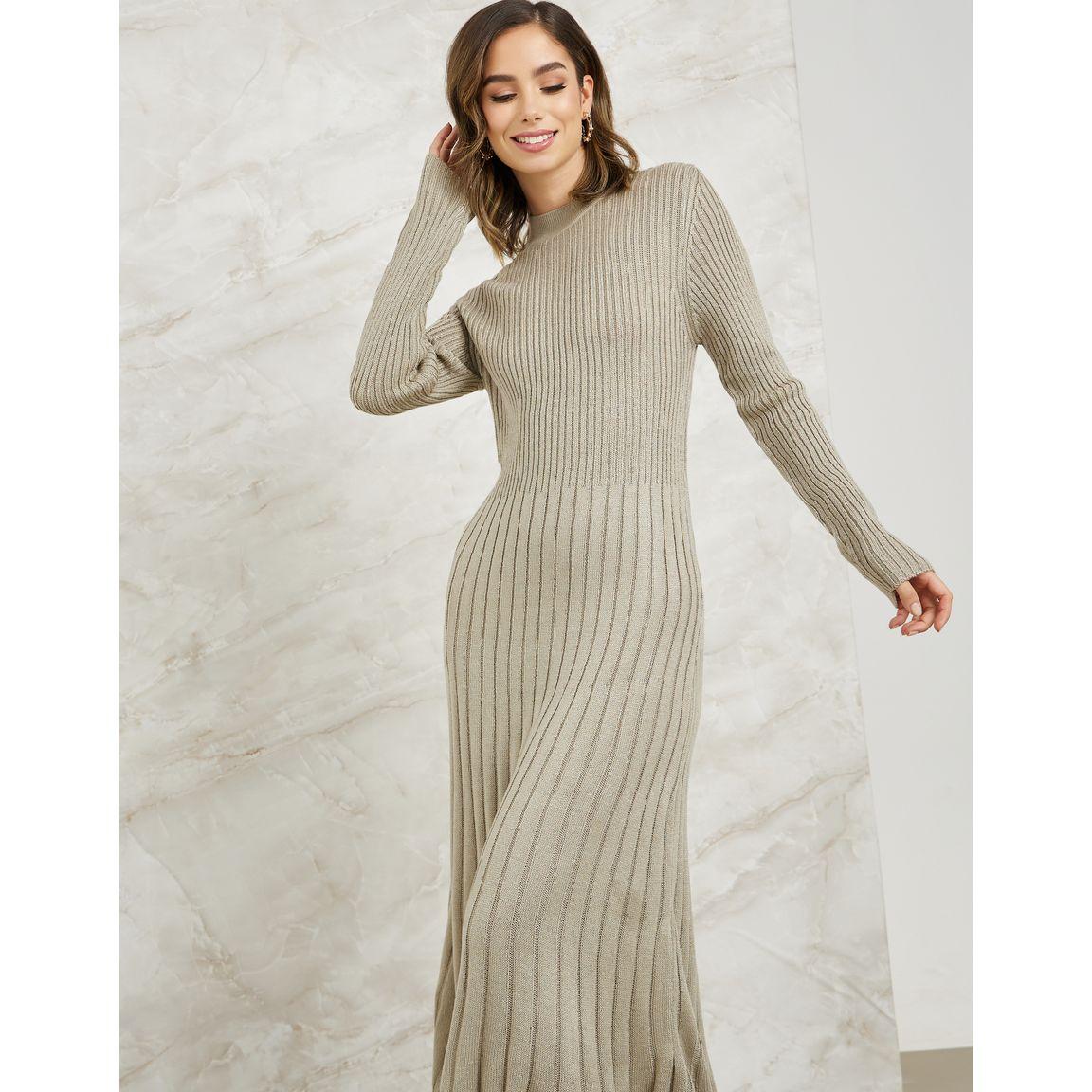 Styli Ribbed High Neck Sweater Midi Dress-women-clothing-dresses-image-2