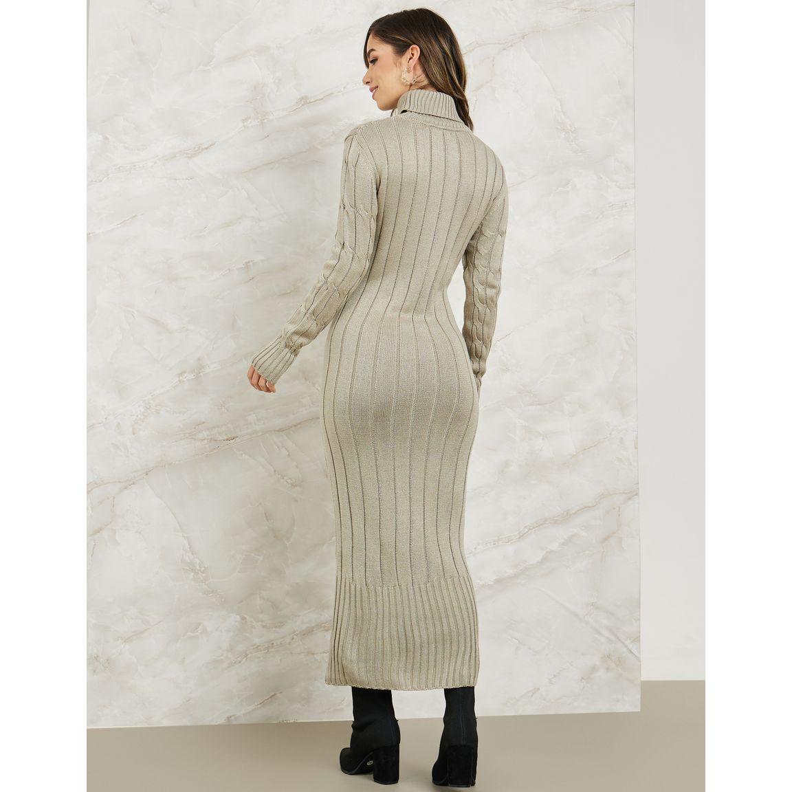 Styli Cable Knit Turtle Neck Sweater Midi Bodycon Dress-women-clothing-dresses-image-4