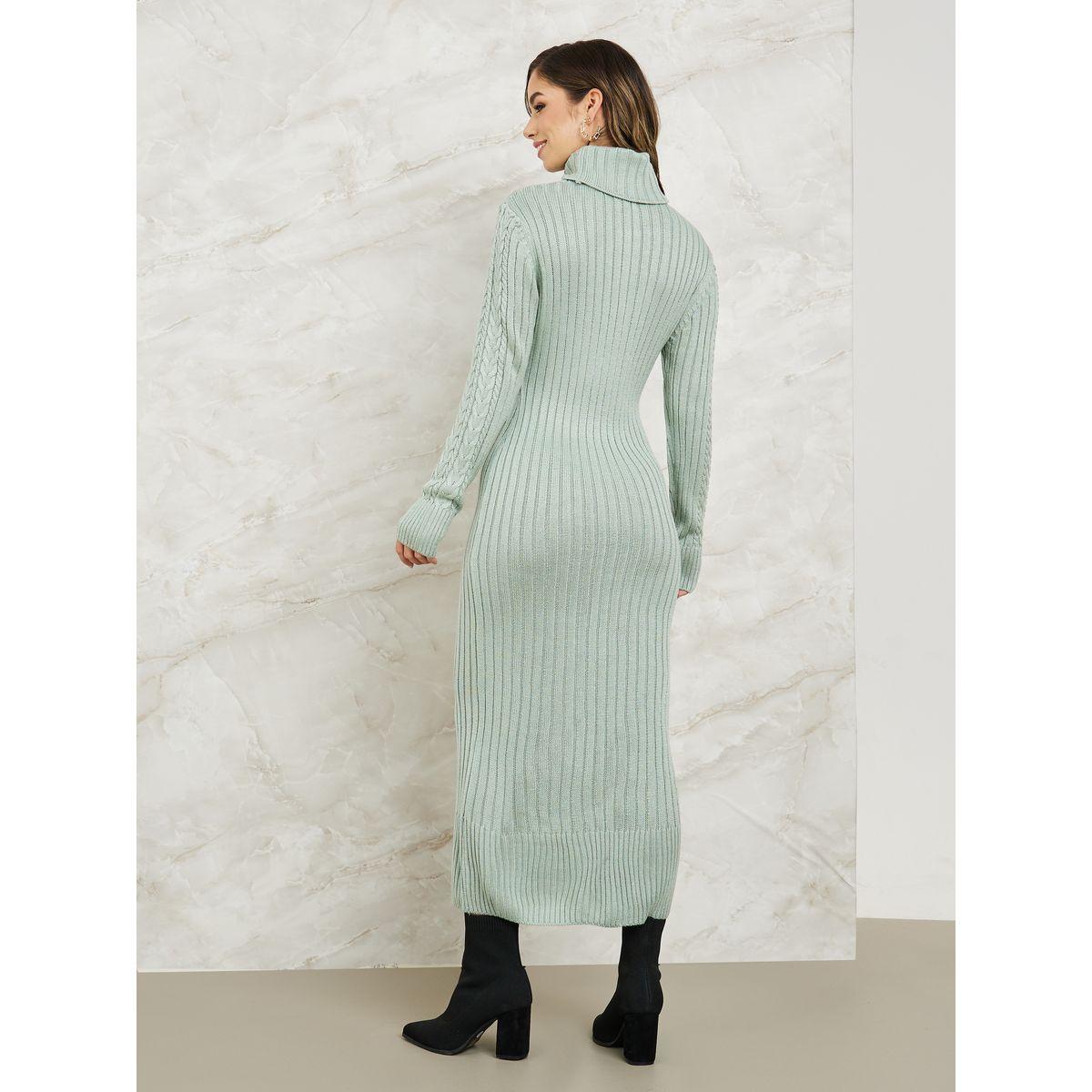 Styli Cable Knit Turtle Neck Sweater Midi Dress-women-clothing-dresses-image-4