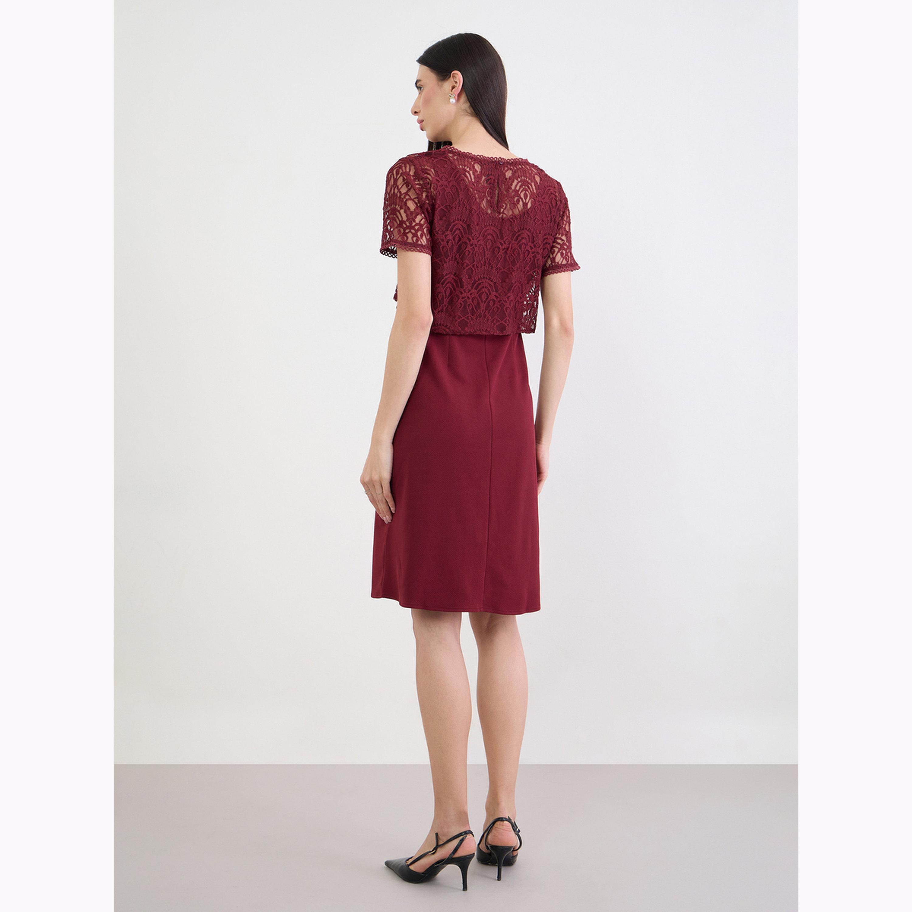 فستان ضيق بطول الركبة مع طبقة دانتيل-women-clothing-dresses-image-3