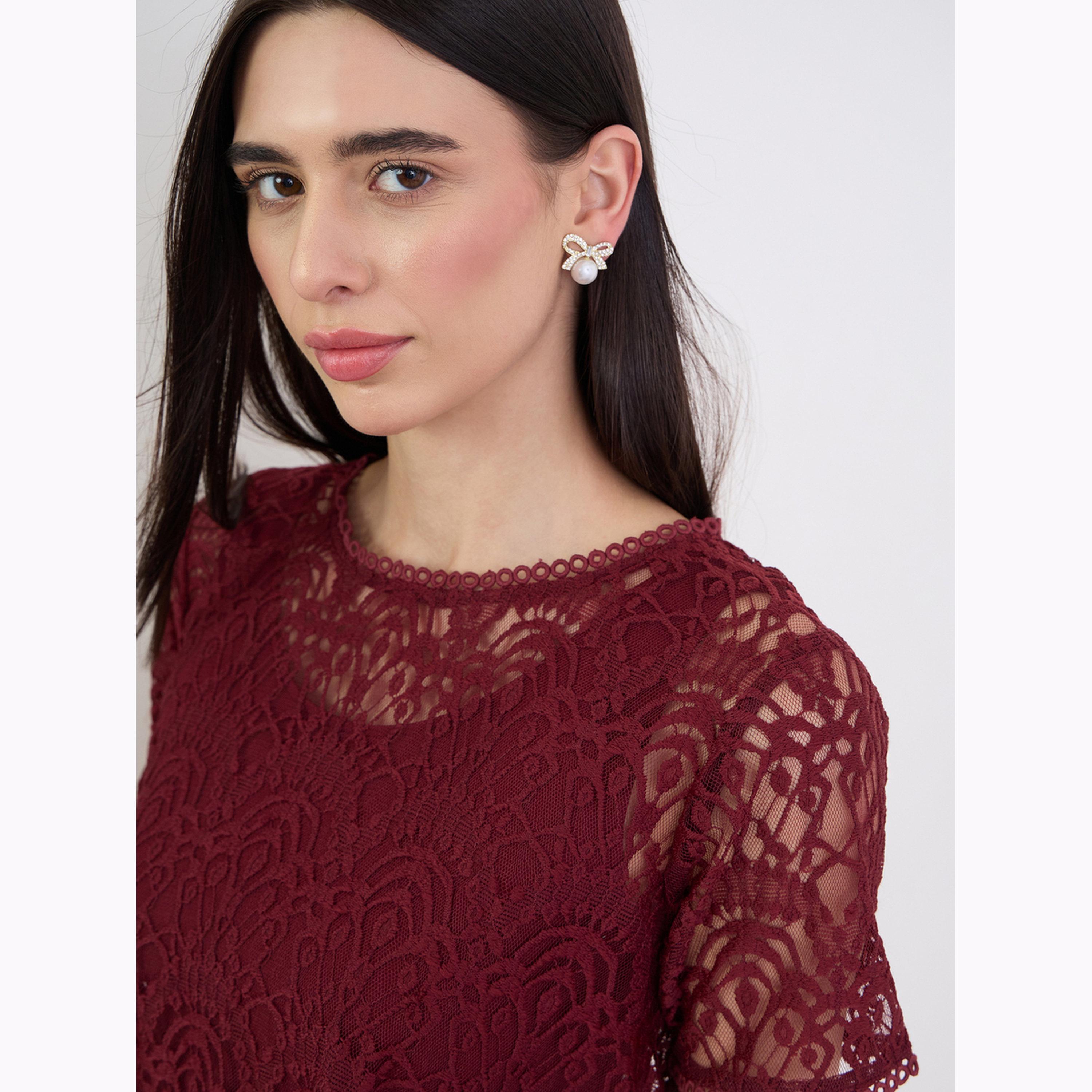 فستان ضيق بطول الركبة مع طبقة دانتيل-women-clothing-dresses-image-4