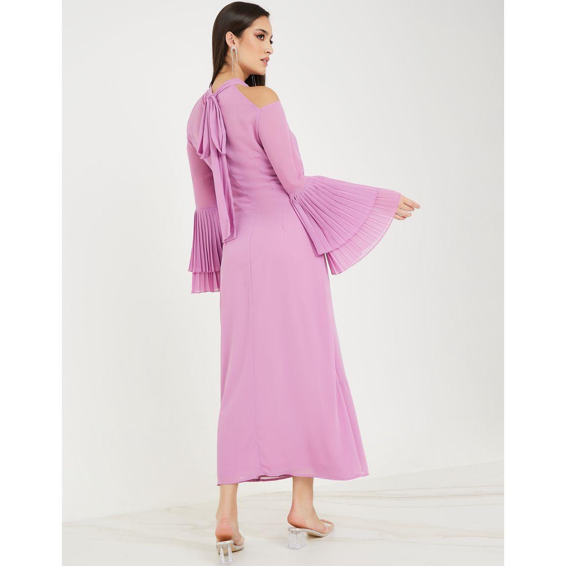 Styli Pleated Bell Sleeves A-Line Maxi Dress-women-clothing-dresses-image-4