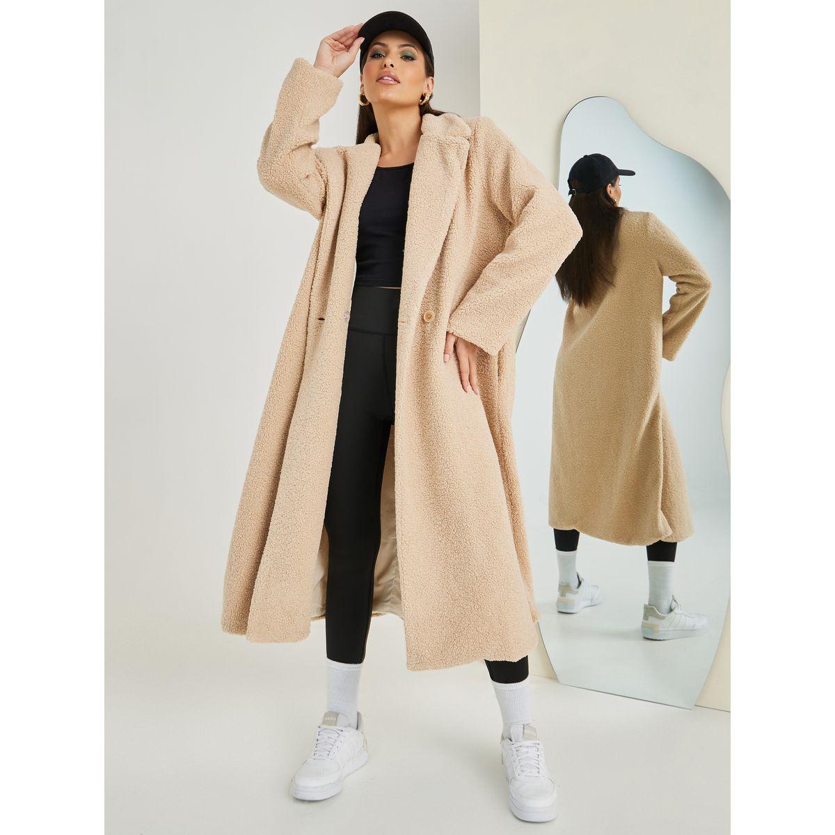 Styli Regular Fit Faux Fur Double Breasted Midi Coat-women-clothing-coatsandjackets-coats-image-1