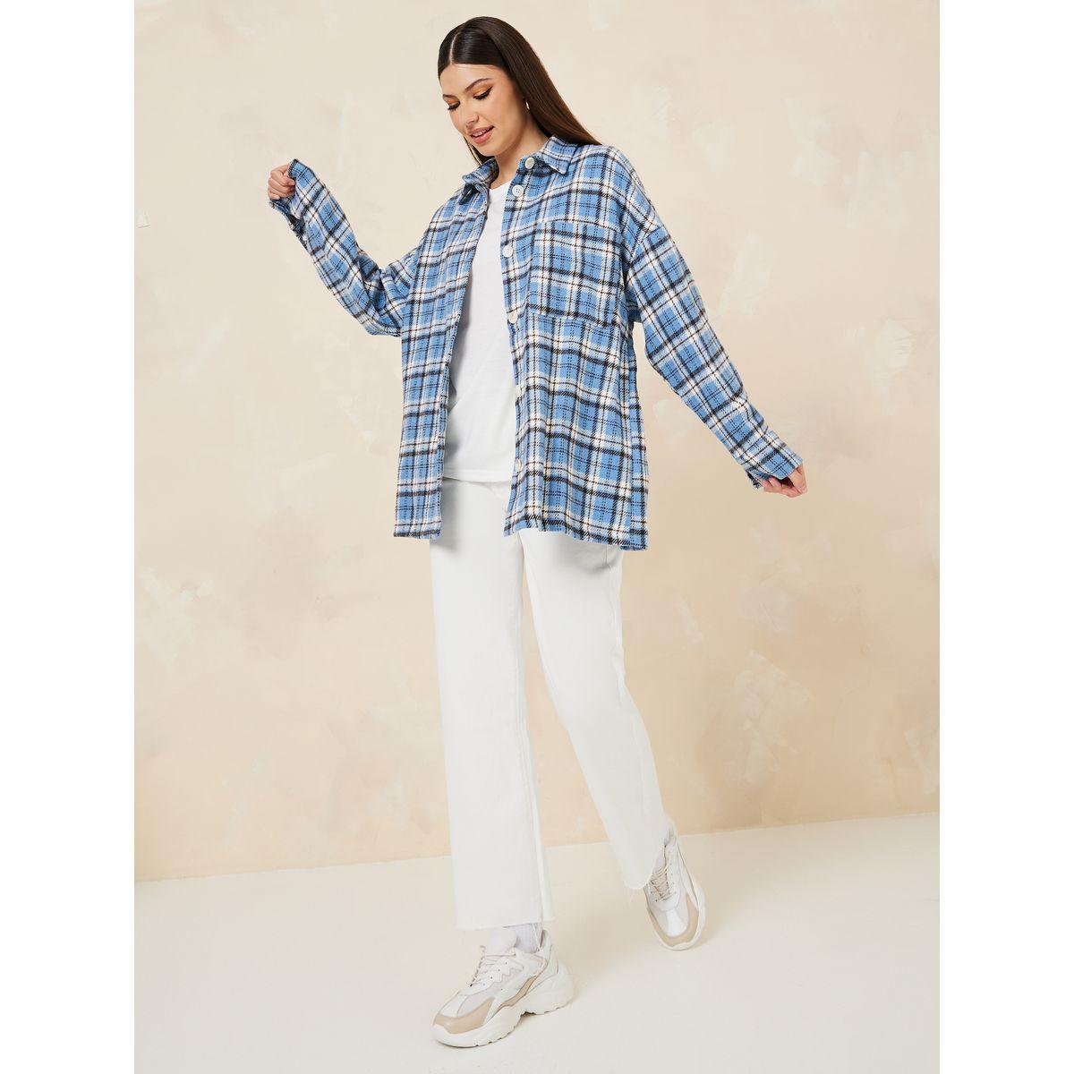 Styli Oversized Checked Design Wool Like Shacket-women-winterwear-coatsandjackets-jackets-image-2