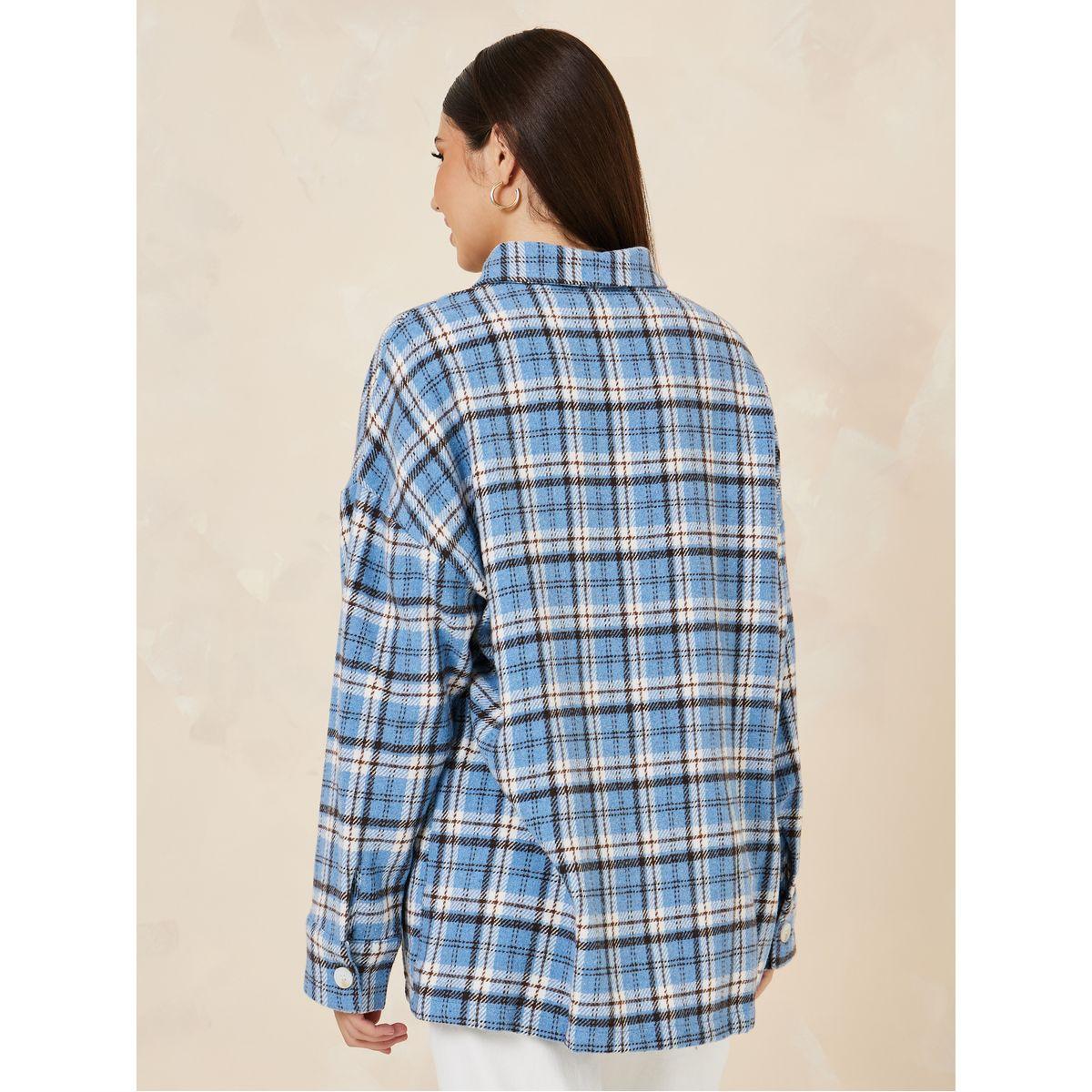 Styli Oversized Checked Design Wool Like Shacket-women-winterwear-coatsandjackets-jackets-image-6