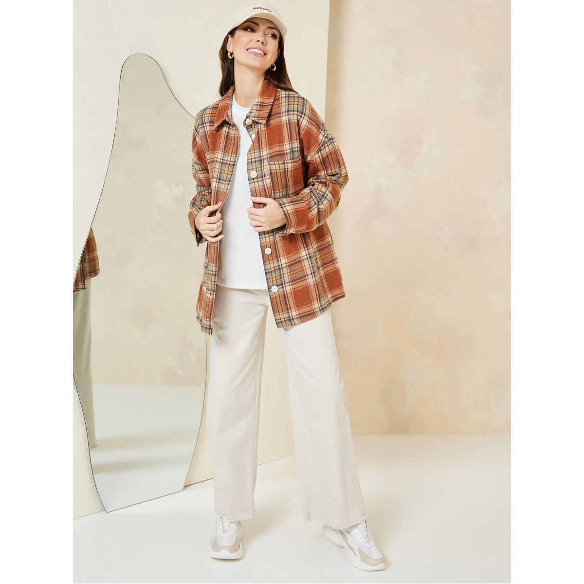 Styli Oversized Wool Like Checked Shacket-women-winterwear-coatsandjackets-jackets-image-2