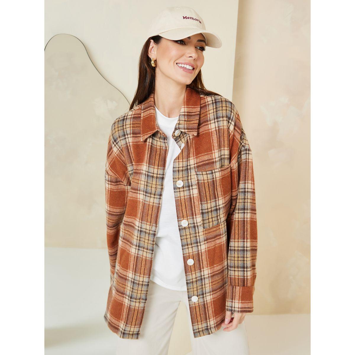 Styli Oversized Wool Like Checked Shacket-women-winterwear-coatsandjackets-jackets-image-3