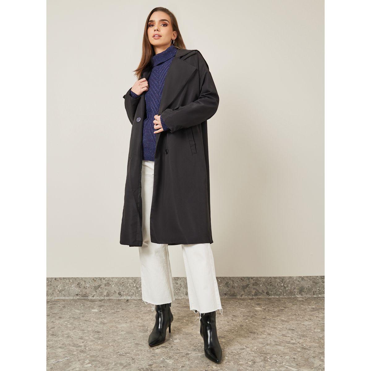 Styli Double Breasted Midi Trench Coat With Hood-women-winterwear-coatsandjackets-coats-image-2