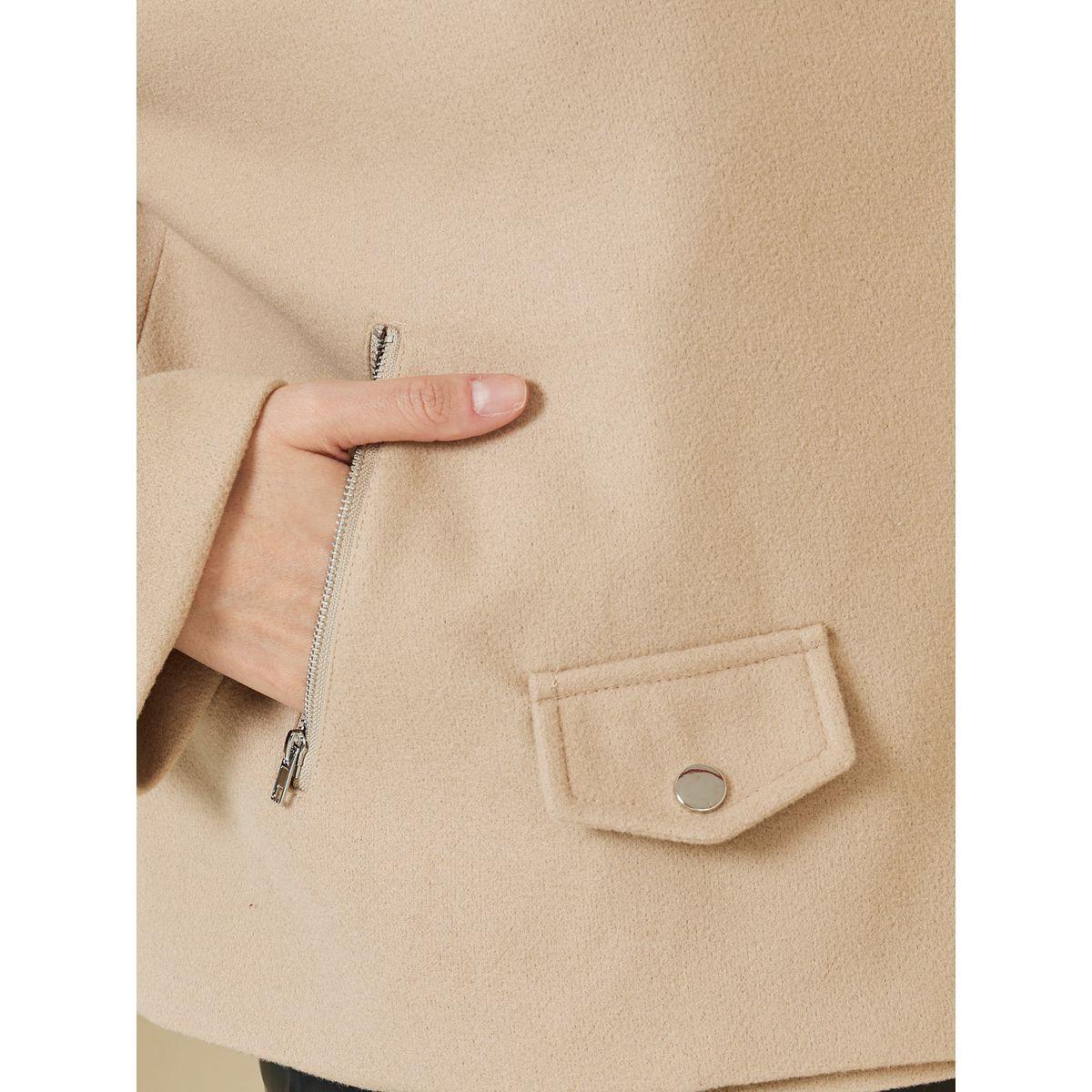 Styli Regular Fit Wool Look Biker Jacket-women-winterwear-coatsandjackets-jackets-image-4