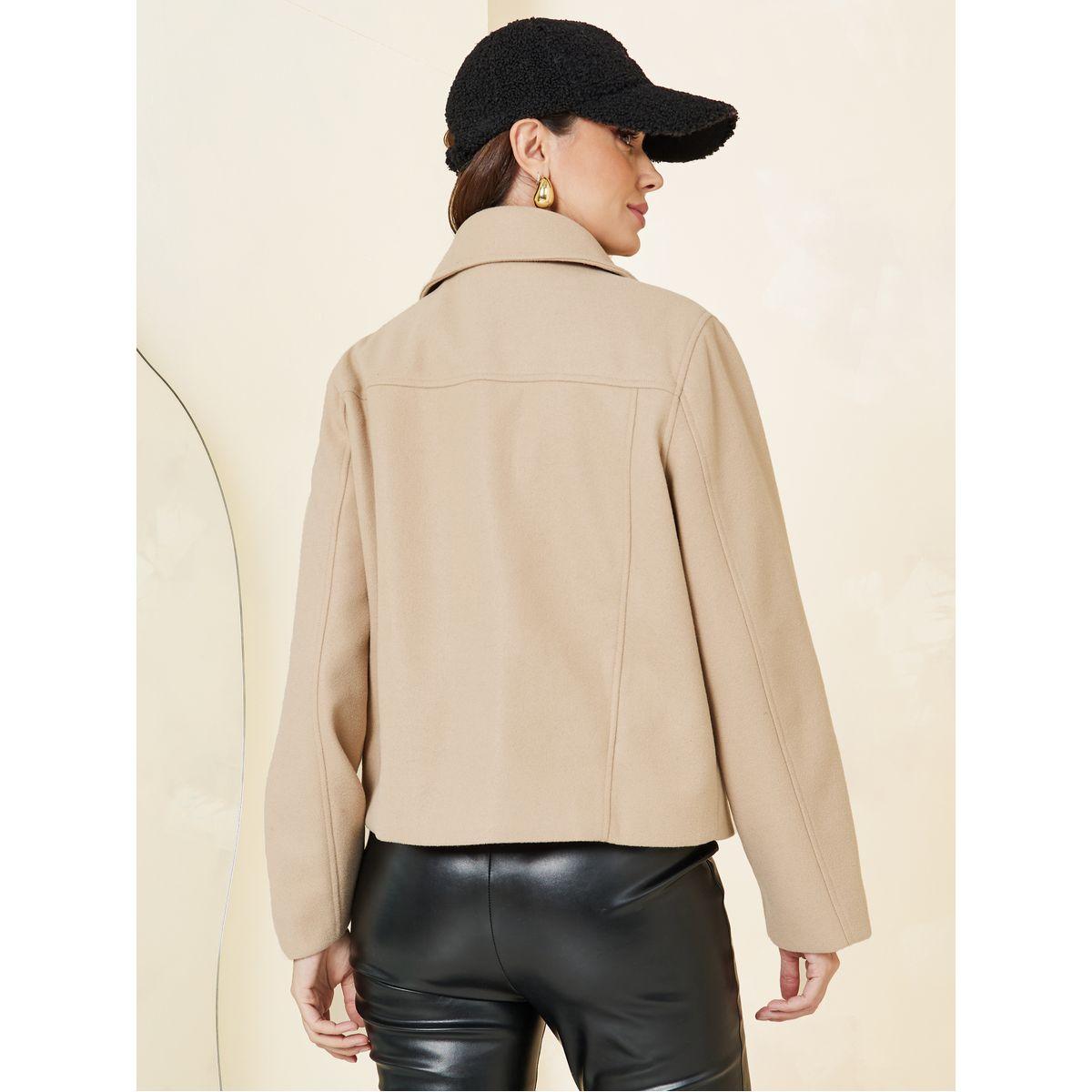 Styli Regular Fit Wool Look Biker Jacket-women-winterwear-coatsandjackets-jackets-image-5