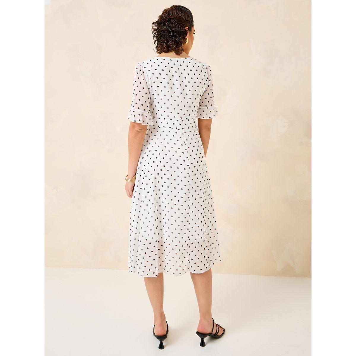 فستان ميدي مطبع بنقاط بولكا-women-clothing-dresses-image-4