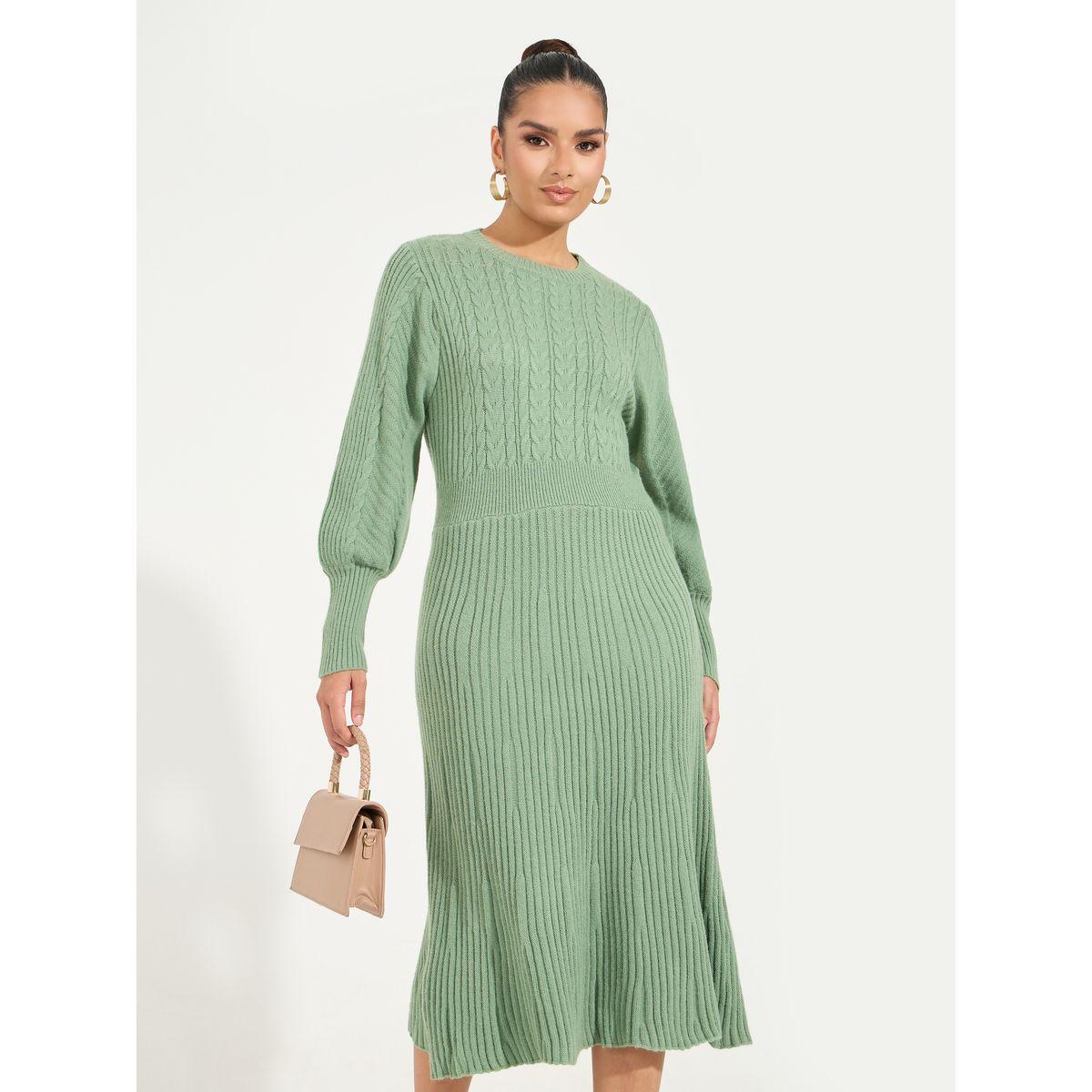 Styli Limited Textured Cable Knit Sweater Midi Dress-women-clothing-dresses-image-2