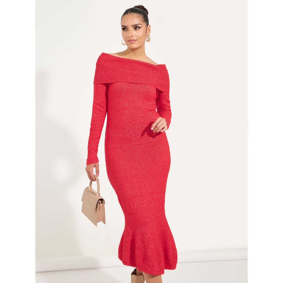 Styli Limited Off Shoulder Mermaid Hem Sweater Midi Dress-women-clothing-dresses-image-2