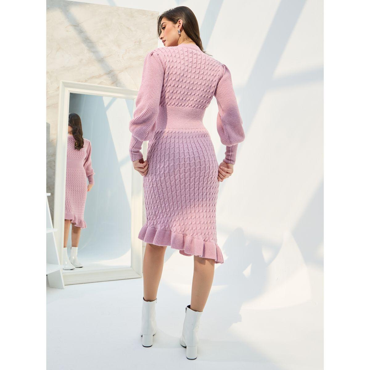 Styli Limited Textured Asymmetric Hem Sweater Midi Dress-women-clothing-dresses-image-4